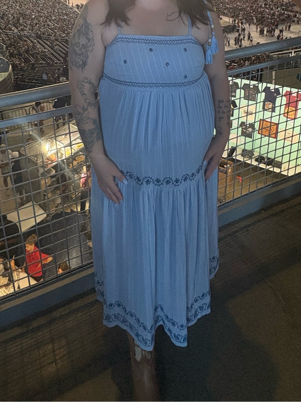 Ultra Flirt Light Blue Embroidered Maxi Dress